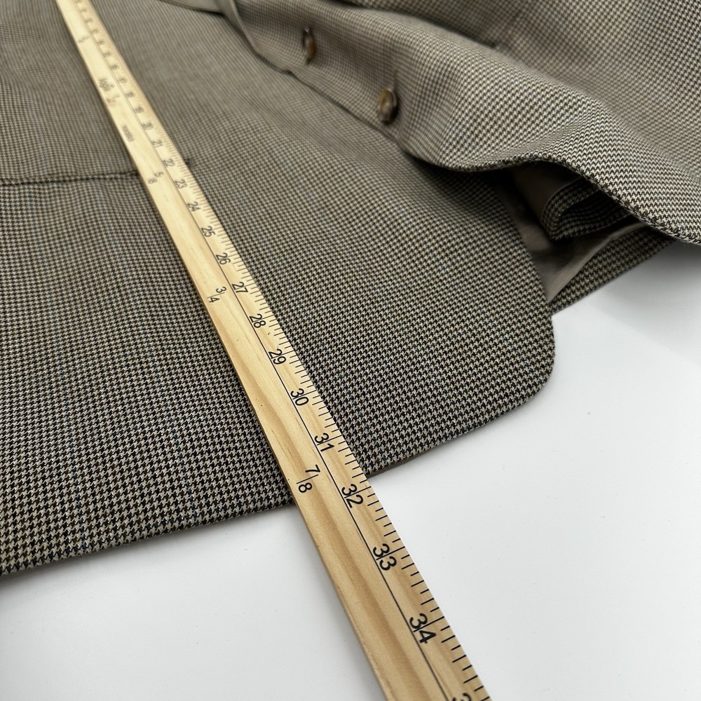 Lauren Ralph Lauren Mens 46R Blazer Brown Houndstooth Blue Overcheck Sport Coat - Picture 9 of 9
